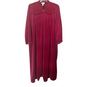 CABERNET WOMAN LONG SLEEVE FULL-LENGTH FLANNEL ROBE, WOMANS, 1X, BURGUNDY